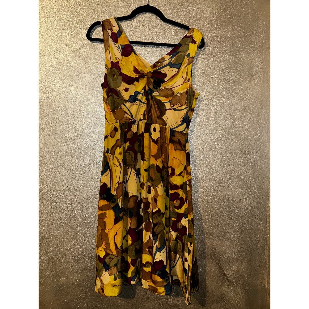 Banana Republic Boho Hippie Scandi 100% Silk Ruched V-neck Sleeveless Dress